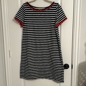 Boden Bridget Pom Pom striped dress